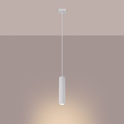 Lampadario a sospensione con filo KARBON 1xGU10/10W/230V bianco