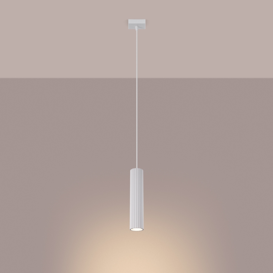 Lampadario a sospensione con filo KARBON 1xGU10/10W/230V bianco