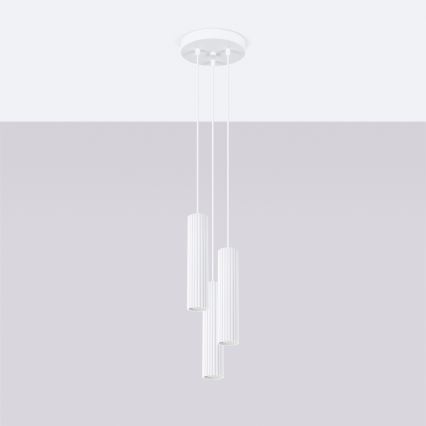 Lampadario a sospensione con filo KARBON 3xGU10/10W/230V bianco