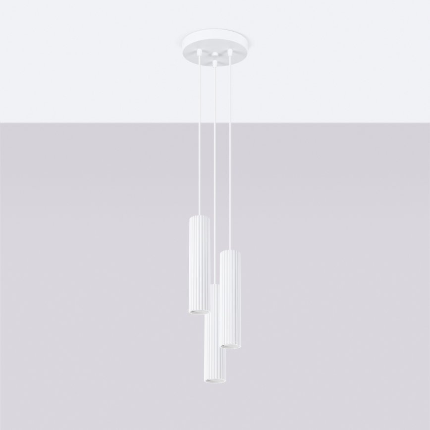 Lampadario a sospensione con filo KARBON 3xGU10/10W/230V bianco