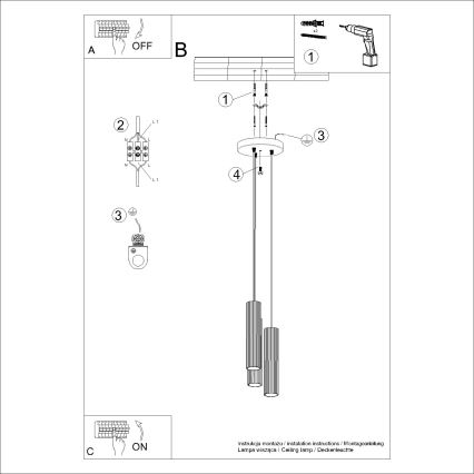Suspension filaire KARBON 3xGU10/10W/230V blanc