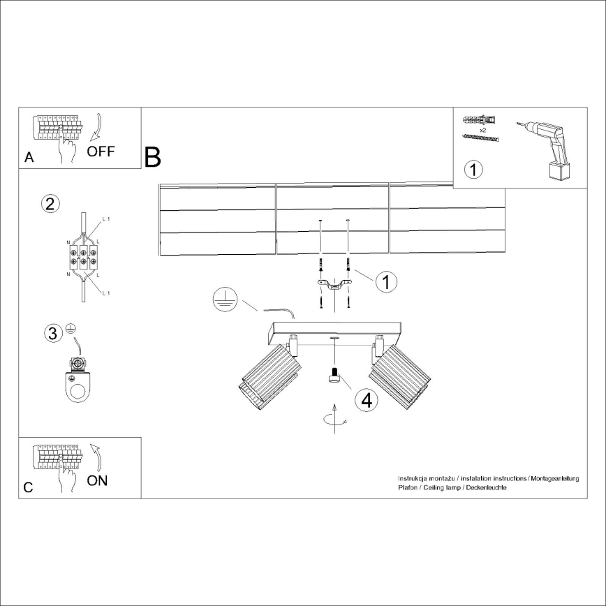 Strahler KARBON 4xGU10/10W/230V weiß