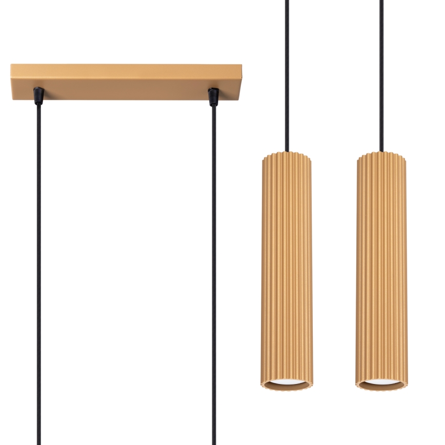 Lampadario a sospensione con filo KARBON 2xGU10/10W/230V oro