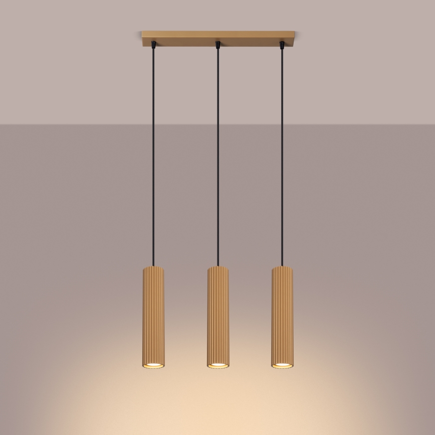 Lampadario a sospensione con filo KARBON 3xGU10/10W/230V oro
