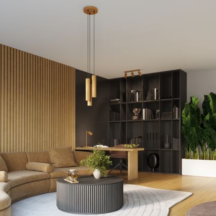 Lampadario a sospensione con filo KARBON 3xGU10/10W/230V oro