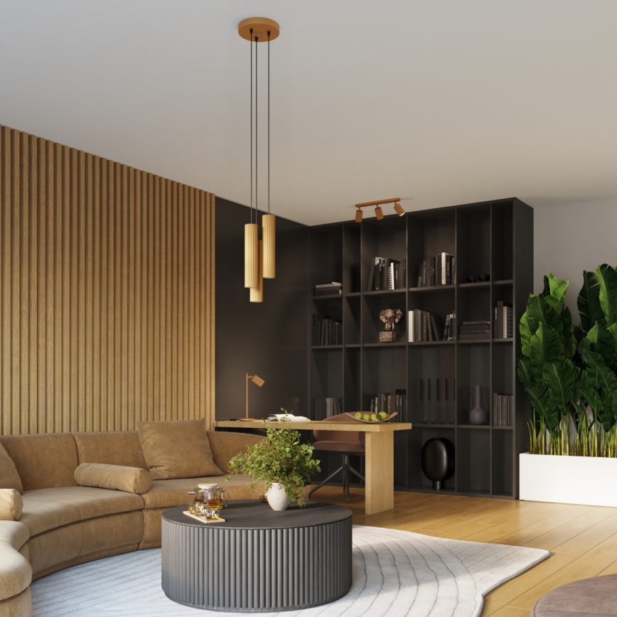 Lampadario a sospensione con filo KARBON 3xGU10/10W/230V oro
