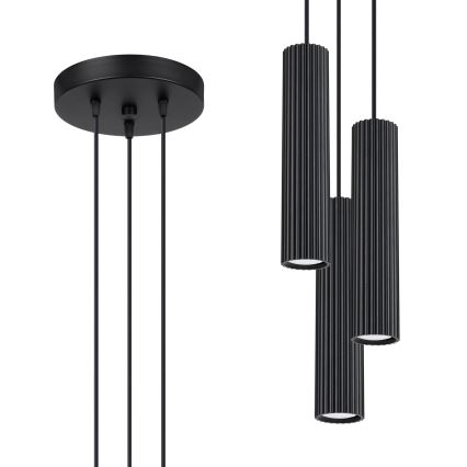 Lampadario a sospensione con filo KARBON 3xGU10/10W/230V nero