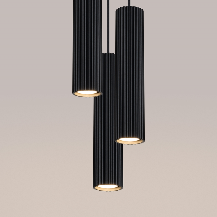 Lampadario a sospensione con filo KARBON 3xGU10/10W/230V nero