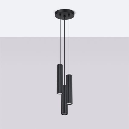 Suspension filaire KARBON 3xGU10/10W/230V noir
