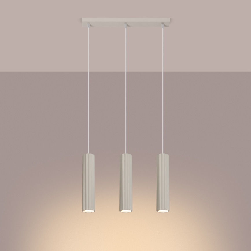 Lampadario a sospensione con filo KARBON 3xGU10/10W/230V color crema
