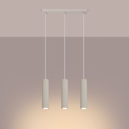 Suspension filaire KARBON 3xGU10/10W/230V crème