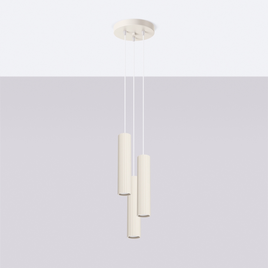 Lampadario a sospensione con filo KARBON 3xGU10/10W/230V color crema