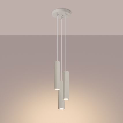Suspension filaire KARBON 3xGU10/10W/230V crème
