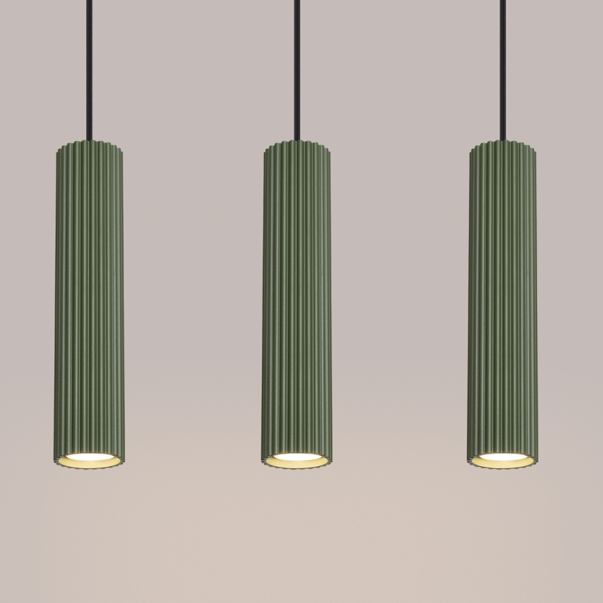 Lampadario a sospensione con filo KARBON 3xGU10/10W/230V verde