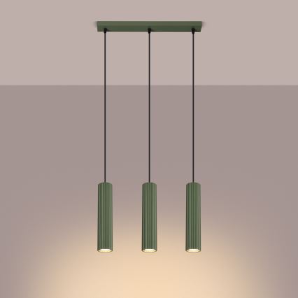 Suspension filaire KARBON 3xGU10/10W/230V vert