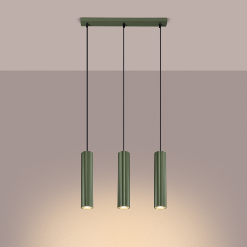 Suspension filaire KARBON 3xGU10/10W/230V vert