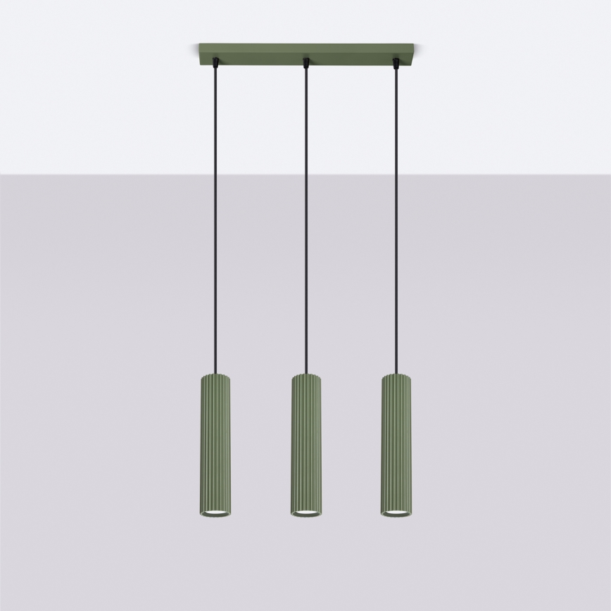 Suspension filaire KARBON 3xGU10/10W/230V vert