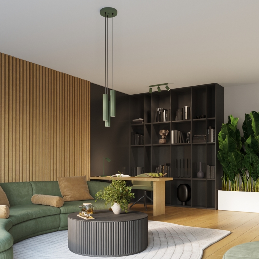 Lampadario a sospensione con filo KARBON 3xGU10/10W/230V verde