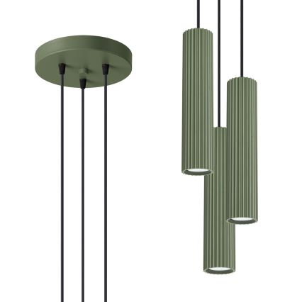 Lampadario a sospensione con filo KARBON 3xGU10/10W/230V verde