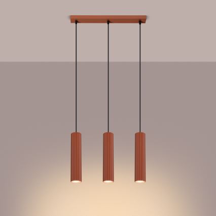 Suspension filaire KARBON 3xGU10/10W/230V rouge