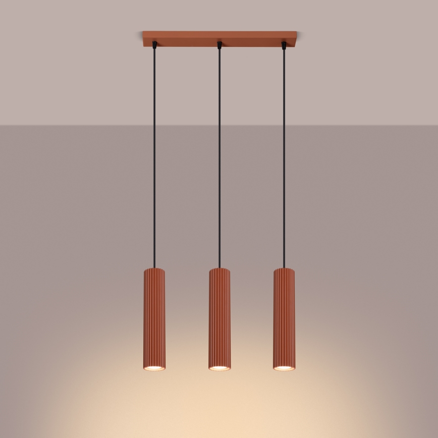 Suspension filaire KARBON 3xGU10/10W/230V rouge
