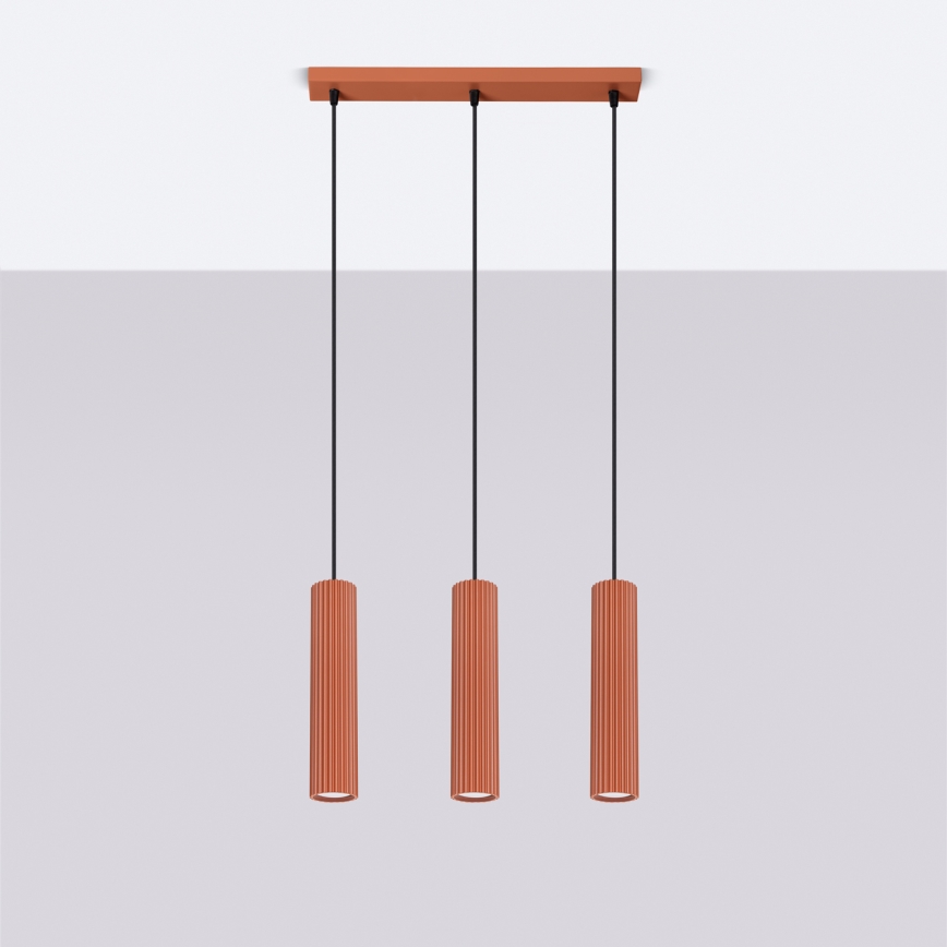 Suspension filaire KARBON 3xGU10/10W/230V rouge