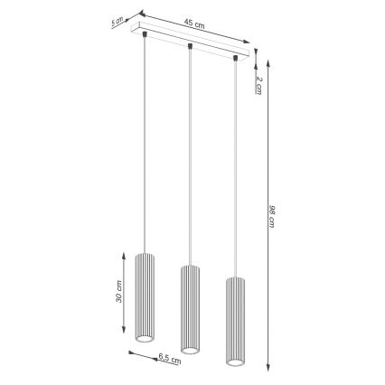 Suspension filaire KARBON 3xGU10/10W/230V rouge
