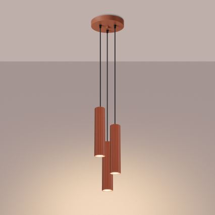 Suspension filaire KARBON 3xGU10/10W/230V rouge