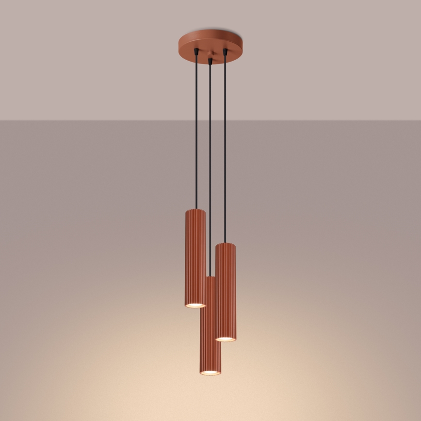Suspension filaire KARBON 3xGU10/10W/230V rouge