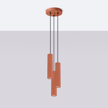 Suspension filaire KARBON 3xGU10/10W/230V rouge