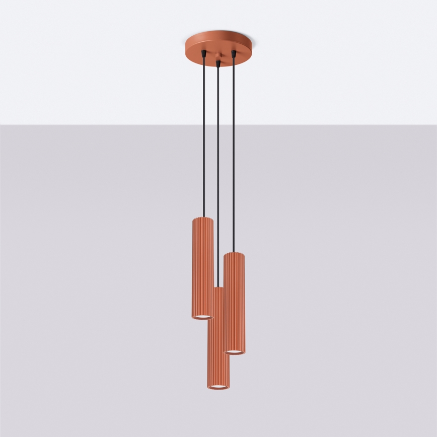 Suspension filaire KARBON 3xGU10/10W/230V rouge