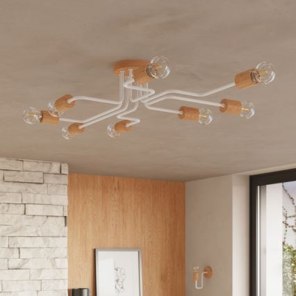Applique TIMBO 1xE27/15W/230V bianco/beige/faggio