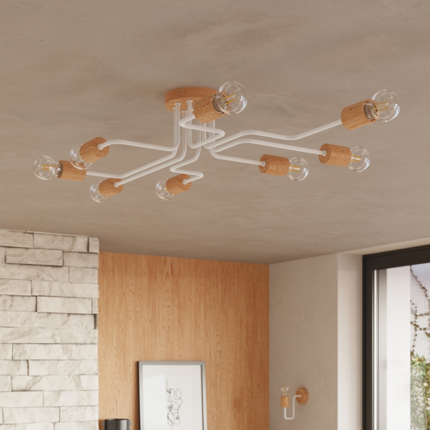 Applique TIMBO 1xE27/15W/230V bianco/beige/faggio