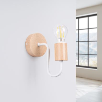 Applique TIMBO 1xE27/15W/230V bianco/beige/faggio