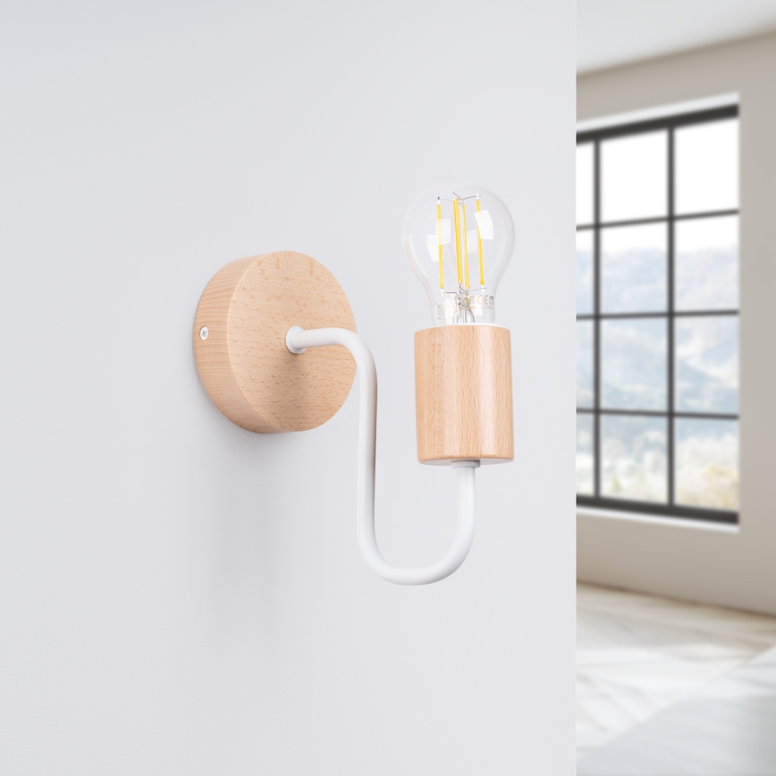 Applique TIMBO 1xE27/15W/230V bianco/beige/faggio