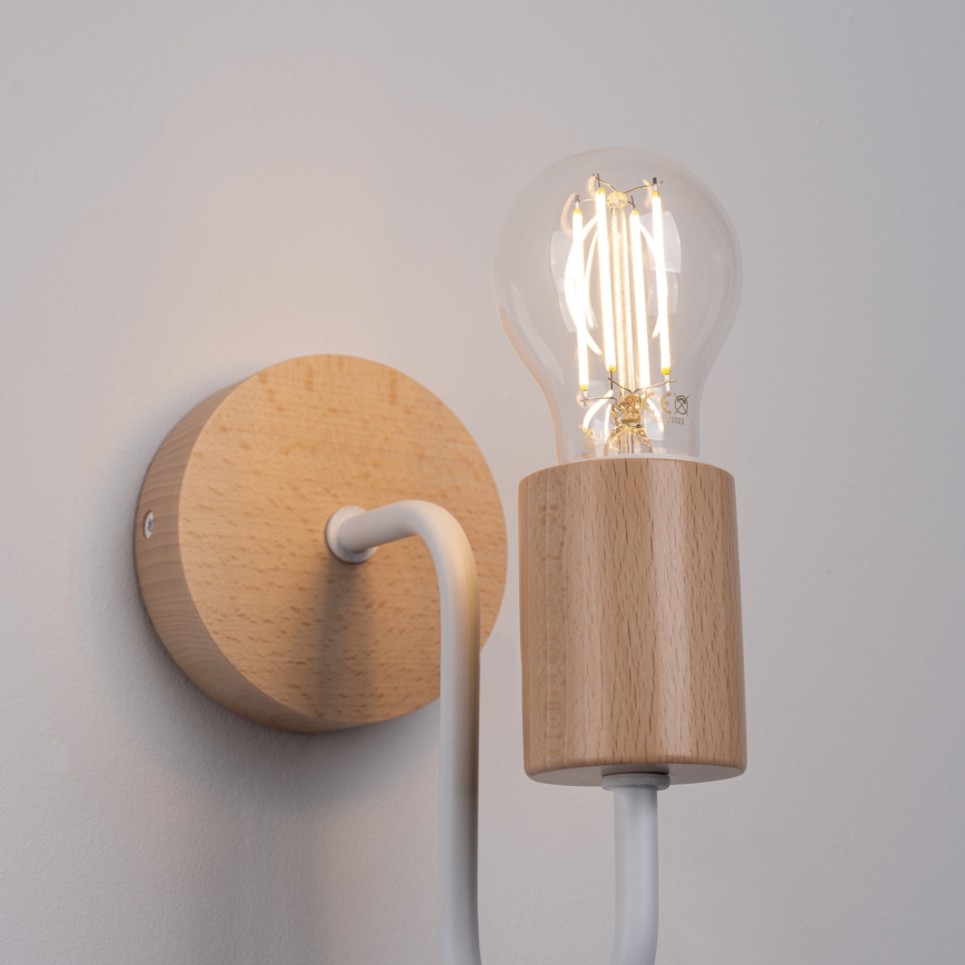 Applique TIMBO 1xE27/15W/230V bianco/beige/faggio