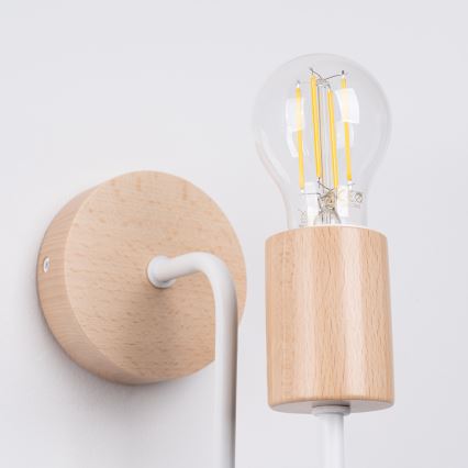 Applique TIMBO 1xE27/15W/230V bianco/beige/faggio