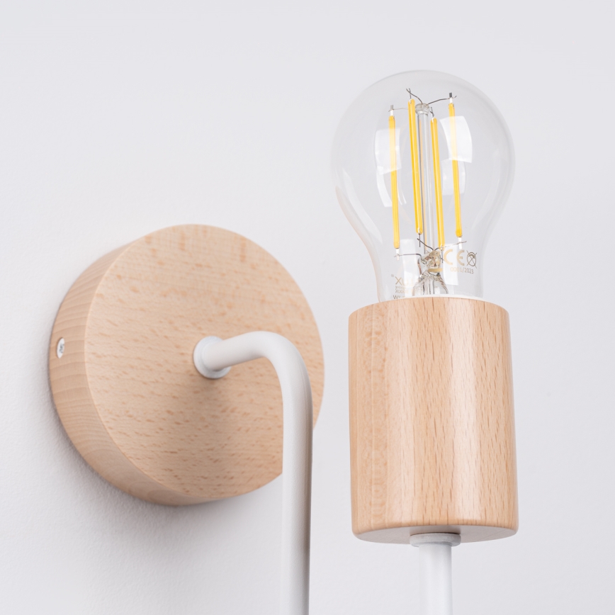 Applique TIMBO 1xE27/15W/230V bianco/beige/faggio