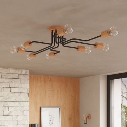 Applique TIMBO 1xE27/15W/230V nero/beige/faggio