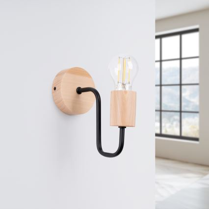 Applique TIMBO 1xE27/15W/230V nero/beige/faggio