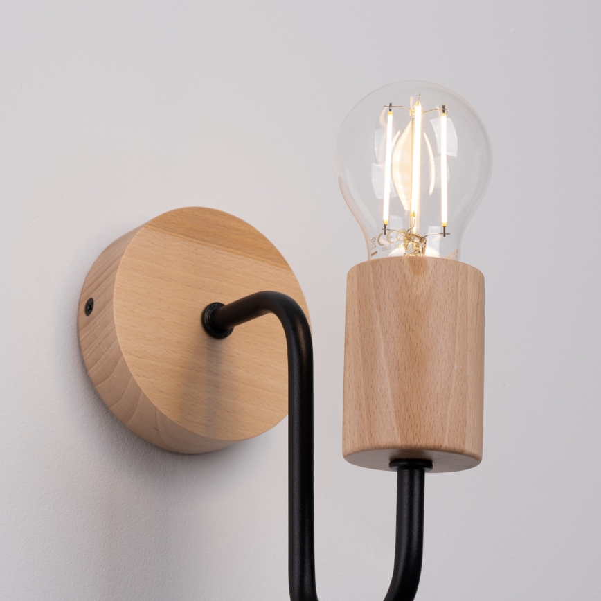 Applique TIMBO 1xE27/15W/230V nero/beige/faggio