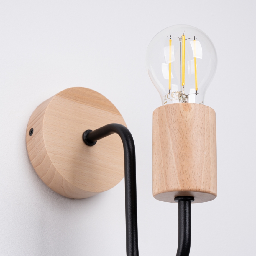Applique TIMBO 1xE27/15W/230V nero/beige/faggio
