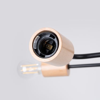 Lampadario a plafone TIMBO 4xE27/15W/230V nero/beige/faggio