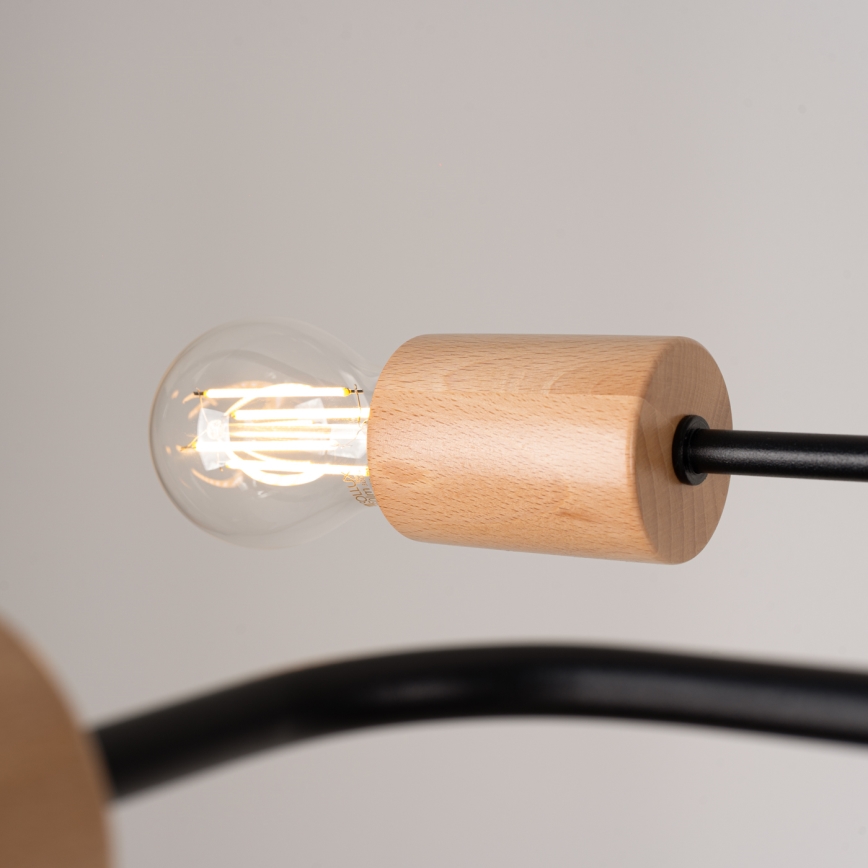 Lampadario a plafone TIMBO 8xE27/15W/230V nero/beige/faggio