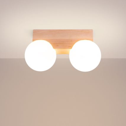 Plafonnier BULBO 2xG9/8W/230V hêtre/blanc