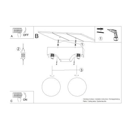 Plafonnier BULBO 2xG9/8W/230V hêtre/blanc