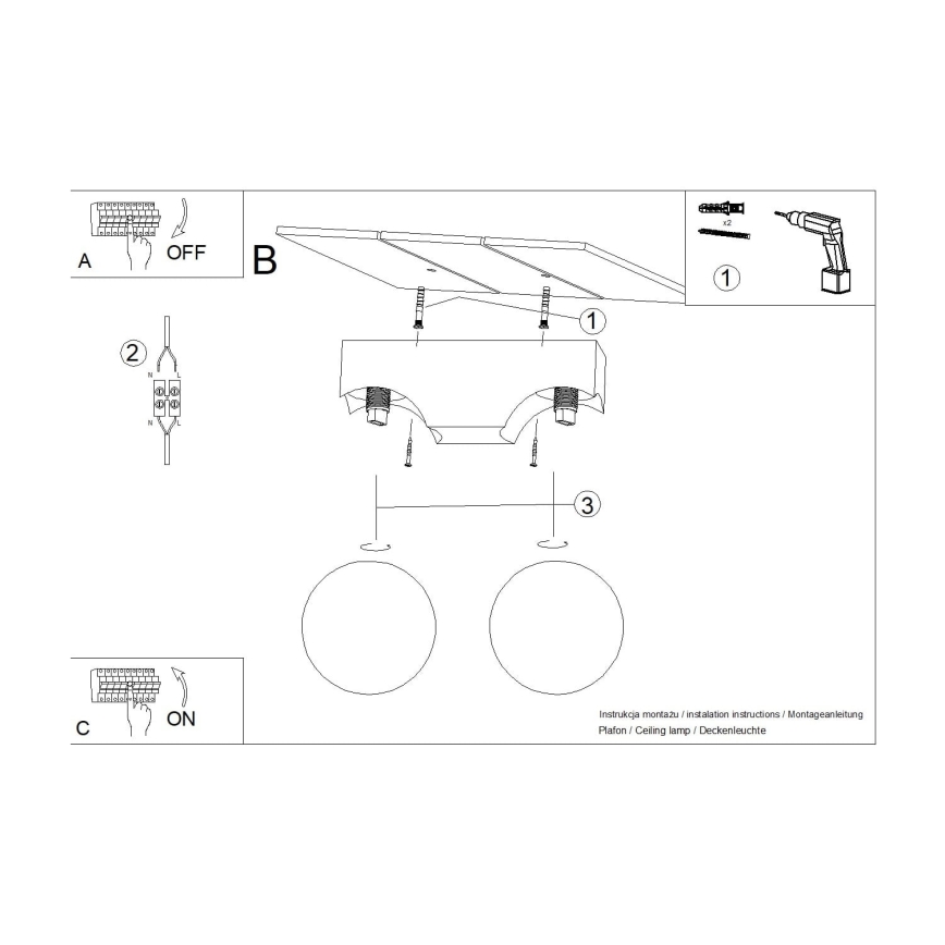 Plafonnier BULBO 2xG9/8W/230V hêtre/blanc