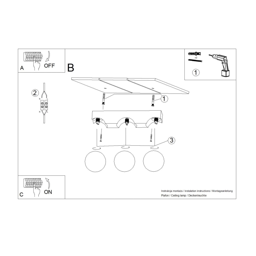 Plafonnier BULBO 3xG9/8W/230V hêtre/blanc