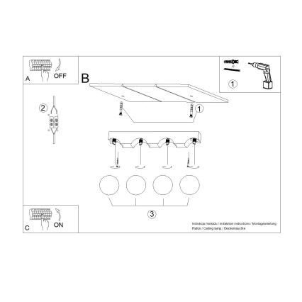 Deckenleuchte BULBO 4xG9/8W/230V Buche/weiß