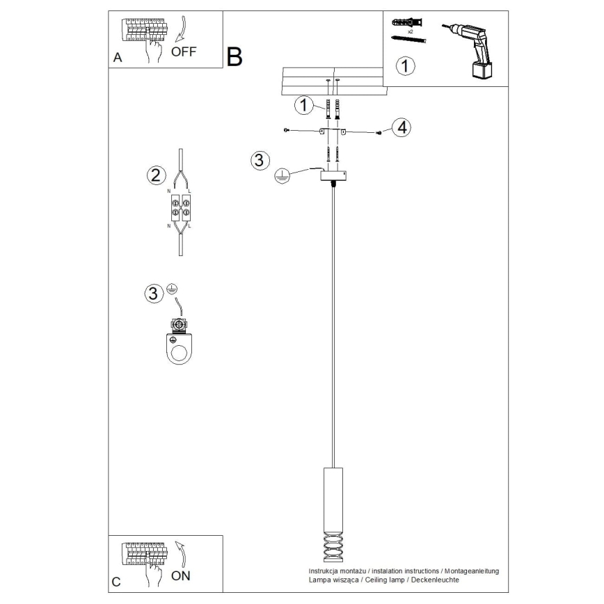 Suspension filaire LAMI 1xGU10/10W/230V blanc